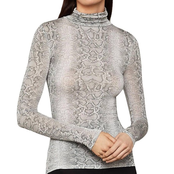 BCBGMAXAZRIA Snake Python Print Turtleneck Top - Picture 1 of 5